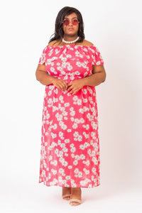 OFF-THE-SHOULDER FLORAL MAXI DRESS