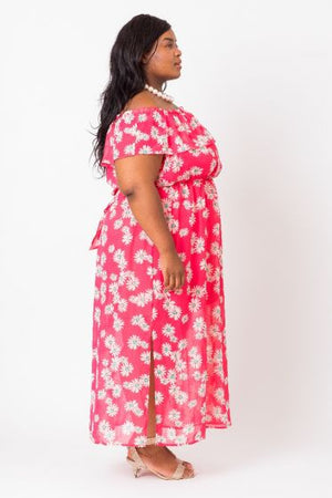 OFF-THE-SHOULDER FLORAL MAXI DRESS