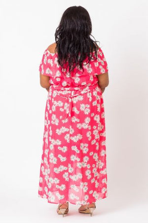 OFF-THE-SHOULDER FLORAL MAXI DRESS