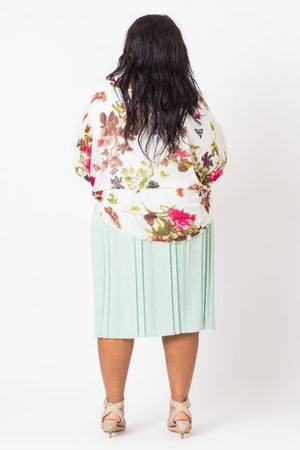 V-Neck Floral Chiffon Top