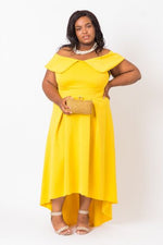 BARDOT PROM DRESS- MUSTARD