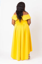 BARDOT PROM DRESS- MUSTARD