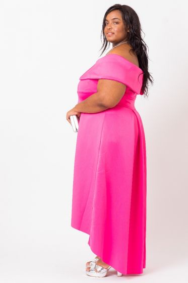 HOT PINK BARDOT PROM DRESS