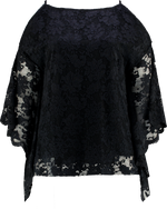 COLD SHOULDER LACE TOP (BLACK)
