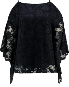 COLD SHOULDER LACE TOP (BLACK)