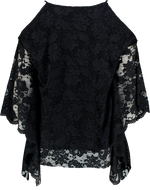 COLD SHOULDER LACE TOP (BLACK)