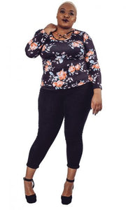 Floral Cross Neck Top