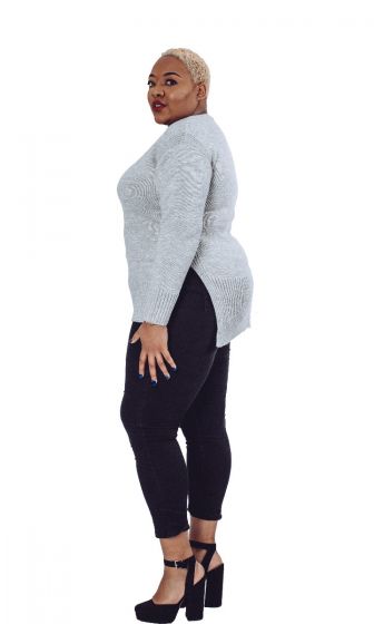 Grey Cross Over Jumper