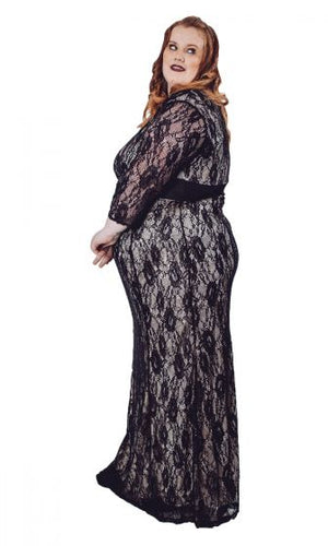 Flower Print Lace Maxi Dress