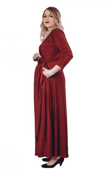 Red Wrap-Over Maxi Dress