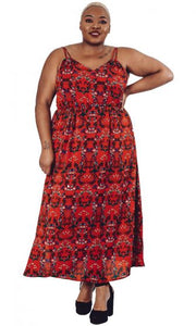 Red Printed Maxi Dress
