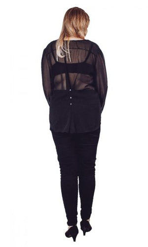 Fitted Black Sheer Blouse